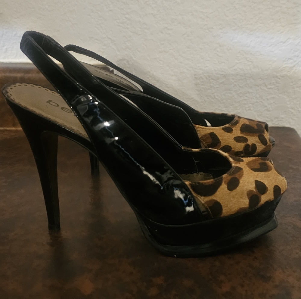 Bebe Zahara Women's Platform Sexy 6in Stilettos High Heels Shoe Leopard Sz 7
